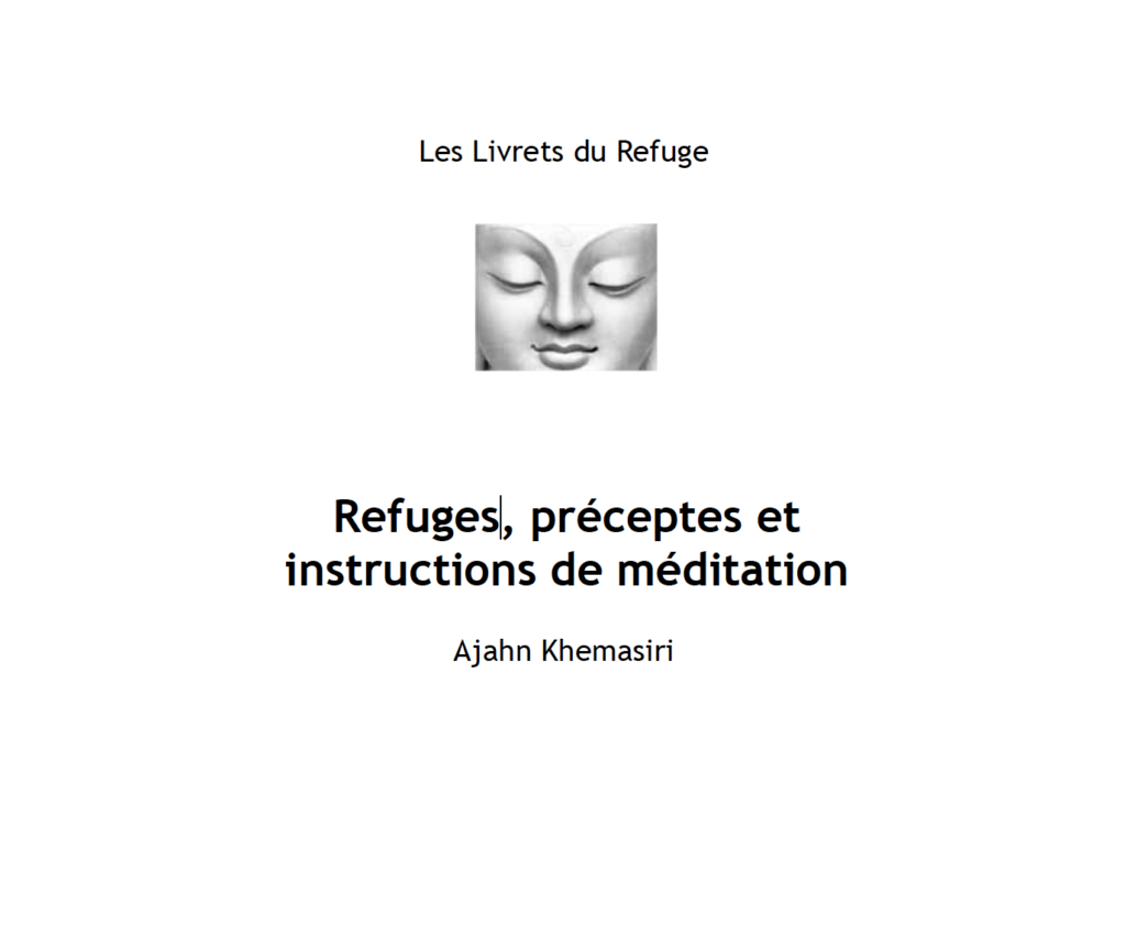 Cover image for Refuges, préceptes et instructions de méditation